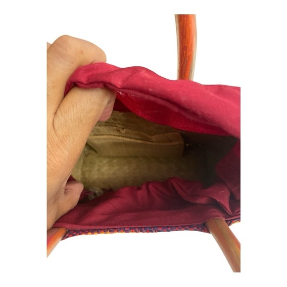 Kaloes Striped Multicolor Raffia Weaved Hand Shoulder Tote Purse/ Bag. - Picture 8 of 13